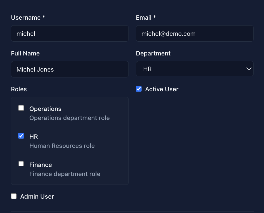 Department Hierarchy & Role Cards
