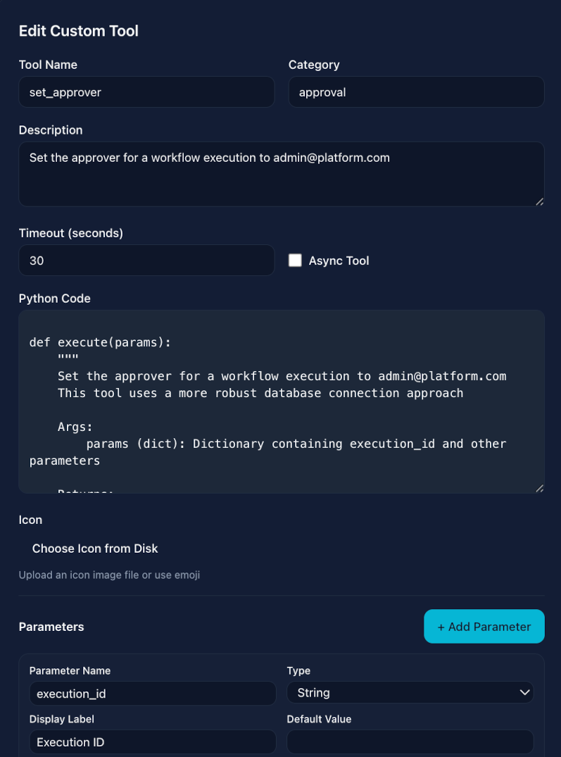 Custom Tool Editor (Python/Parameters)